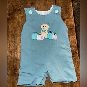 Busy Bee Smocks puppy and pumpkin romper